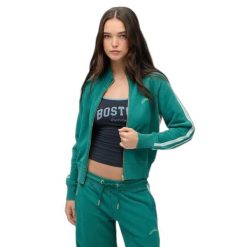 Bluza damska Superdry Essential Logo. Zielone bluzy damskie Superdry, bez wzorów, sportowe, bez ramiączek, bez kaptura. Za 309.40 zł.