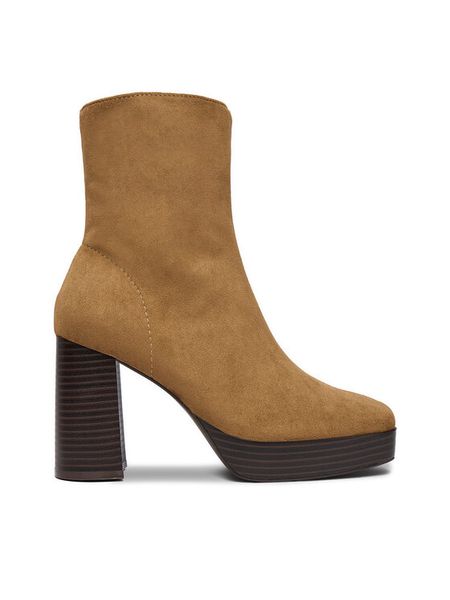 DeeZee Botki CEO-HY7160-1 Brązowy jasny. Brązowe botki damskie DeeZee, bez wzorów, z materiału, bez obcasa, na słupku, bez zapięcia. Za 199.99 zł.