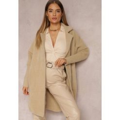 Beżowy Płaszcz z Bawełną Oversize Brumisia. Brązowe płaszcze damskie Renee, na zimę, bez wzorów, z bawełny, bez kołnierzyka, bez kaptura. Za 159.99 zł.