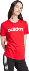 Adidas Koszulka damska adidas Loungewear Essentials Slim Logo Tee czerwona IY9189 S. Czerwone bluzki damskie Adidas, s, bez wzorów, bez kołnierzyka, bez ramiączek. Za 91.94 zł.