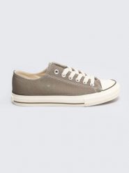 Trampki męskie niskie khaki RR174617 303. Zielone trampki męskie BIG STAR, bez wzorów, z materiału, biznesowe, przed kostkę, bez zapięcia. W wyprzedaży za 69.99 zł.