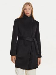 Calvin Klein Płaszcz wełniany K20K207700 Czarny Regular Fit. Czarne płaszcze damskie Calvin Klein, na zimę, bez wzorów, z syntetyku, bez kołnierzyka, bez kaptura. Za 1,699.00 zł.
