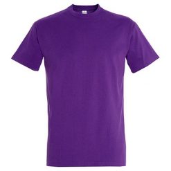 Koszulka Unisex Dla Dorosłych Z Bawełny Imperial Ringspun. Fioletowe bluzki damskie SOL'S, s, bez wzorów, z bawełny, sportowe, bez kołnierzyka, bez ramiączek. Za 42.99 zł.