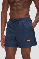 AERONAUTICA MILITARE Granatowe szorty kąpielowe, Rozmiar 52. Niebieskie kąpielówki męskie Aeronautica Militare, m, bez wzorów, z materiału. W wyprzedaży za 319.99 zł.