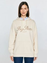 Bluza damska z kapturem kremowa Raisa 103. Białe bluzy damskie BIG STAR, l, bez wzorów, z dresówki, casualowe, bez ramiączek, z kapturem. Za 249.99 zł.