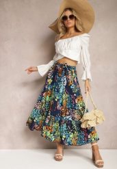 Granatowa Spódnica z Wiskozy z Gumką w Pasie Ozdobiona Abstrakcyjnym Printem Bimella. Niebieskie spódnice damskie Renee, na co dzień, na lato, l, bez wzorów, z wiskozy, eleganckie, maxi, proste. Za 44.99 zł.
