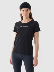 4F T-shirt regular gładki damski - czarny XS. Czarne t-shirty damskie 4F, xs, bez wzorów, z bawełny, klasyczne, bez kołnierzyka, bez ramiączek. W wyprzedaży za 19.99 zł.