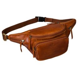 Męska brązowa skórzana nerka na biodra lub przez ramię crossbody modna mała saszetka - Peterson. Brązowe saszetki i nerki męskie Peterson, bez wzorów, ze skóry. Za 147.99 zł.