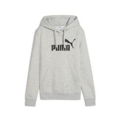 Damska bluza z kapturem z logo No.1 ESS PUMA. Szare bluzy damskie Puma, uniwersalny, bez wzorów, sportowe, bez ramiączek, z kapturem. Za 219.00 zł.