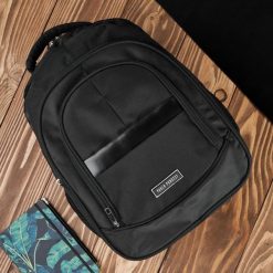 Plecak męski do pracy do szkoły czarny wegański na laptopa Paolo Peruzzi T-120-BL. Czarne plecaki męskie bez wzorów, z materiału, biznesowe. Za 129.00 zł.