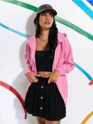 Bluza rozpinana - różowy. Czerwone bluzy damskie Sinsay, l, bez wzorów, bez ramiączek. W wyprzedaży za 29.99 zł.