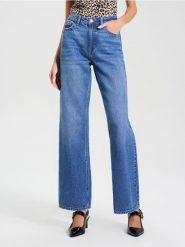 Jeansy wide leg - granatowy. Niebieskie jeansy damskie Sinsay, bez wzorów, z bawełny, z podwyższonym stanem. Za 49.99 zł.