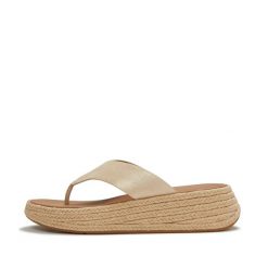 Damskie sandały na koturnie FitFlop F-Mode Toe-Post. Szare sandały damskie FIT FLOP, bez wzorów, bez obcasa, na koturnie, bez zapięcia. Za 283.50 zł.