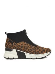 Rieker Botki CEO-N6352-90 Czarny. Czarne botki damskie Rieker, bez wzorów, z materiału, bez obcasa, na koturnie, bez zapięcia. Za 289.99 zł.