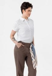 Biała koszula C-LIPERA. Białe koszule damskie Volcano, l, bez wzorów, z bawełny, klasyczne, bez kołnierzyka, bez ramiączek. Za 89.99 zł.