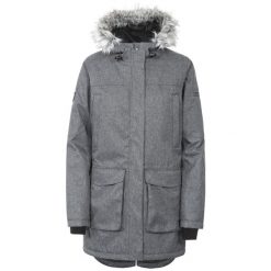 Kurtka Damska Thundery Wodoodporna. Czarne kurtki sportowe damskie Trespass, na zimę, l, bez wzorów, z dzianiny, bez ramiączek, z kapturem, trekkingowe. Za 437.99 zł.