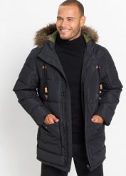 Kurtka parka funkcjonalna z kapturem. Czarne kurtki męskie bonprix, m, bez wzorów, z kapturem. Za 349.99 zł.