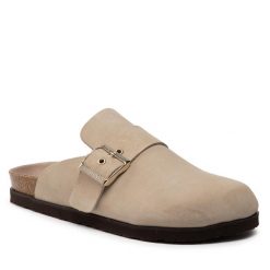 Klapki Genuins. Brązowe klapki damskie Genuins, bez wzorów, bez obcasa, bez zapięcia. Za 349.99 zł.