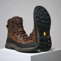 Buty outdoor wysokie Solognac Crosshunt 500 V2 wodoodporne. Brązowe trekkingi męskie SOLOGNAC, ze skóry, przed kolano, bez zapięcia. Za 549.99 zł.