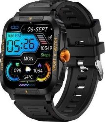 Smartwatch Colmi P76 Czarno-pomarańczowy (P76 Black orange). Brązowe zegarki smartwatch Colmi, bez wzorów. Za 82.79 zł.