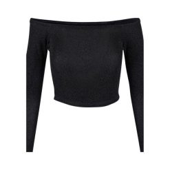 Damska Brokatowa Bluzka Na Ramiączkach Z Długim Rękawem. Czarne bluzki damskie Urban Classics, xl, bez wzorów, sportowe, bez kołnierzyka, bez ramiączek. Za 95.99 zł.