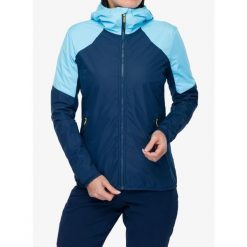 Kurtka przeciwdeszczowa damska CMP Veltrica. Niebieskie kurtki sportowe damskie CMP, bez wzorów, bez ramiączek, bez kaptura, trekkingowe. Za 425.19 zł.