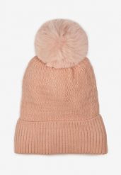 Różowa Czapka z Futrzanym Pomponem Oibti. Czerwone czapki damskie Born2be, bez wzorów, z dzianiny. Za 29.99 zł.