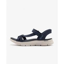 Sandały damskie Skechers Go Walk Flex. Niebieskie sandały damskie Skechers, bez wzorów, bez obcasa, bez zapięcia. Za 361.50 zł.