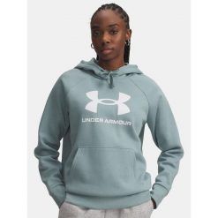Bluza Damska Z Kapturem Sportowa Under Armour Rival Fleece Big Logo Hdy. Zielone bluzy damskie Under Armour, bez wzorów, sportowe, bez ramiączek, z kapturem. W wyprzedaży za 163.50 zł.