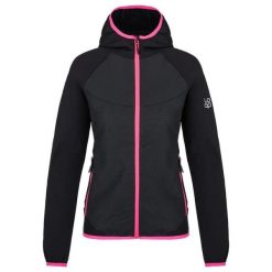 Damska kurtka softshell Loap Urdita czarna. Czarne kurtki sportowe damskie LOOP, bez wzorów, z softshellu, bez ramiączek, z kapturem. Za 287.99 zł.