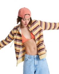 Bluza z kapturem dla Kobiety PERFECT STRIPE Brązowy. Brązowe bluzy damskie Roxy, s, bez wzorów, z bawełny, bez ramiączek, z kapturem. Za 259.99 zł.