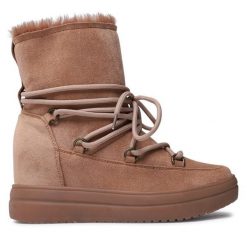 Botki Jenny Fairy. Brązowe botki damskie Jenny Fairy, bez wzorów, bez obcasa, na koturnie, bez zapięcia. Za 139.99 zł.