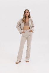 SPODNIE POPPY PIASKOWE XS - Flawless. Spodnie materiałowe damskie Flawless, na zimę, bez wzorów, z bawełny, eleganckie. Za 357.00 zł.