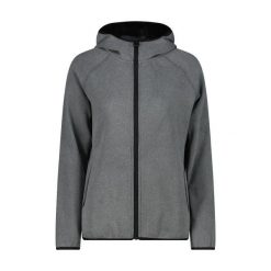 Bluza z kapturem z melanżowej dzianiny damska CMP Knit Tech. Szare bluzy damskie CMP, uniwersalny, bez wzorów, z dzianiny, eleganckie, bez ramiączek, z kapturem. Za 303.00 zł.