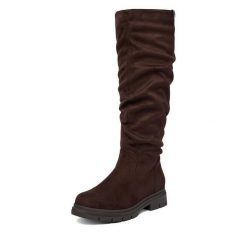 Kozaki Go Soft. Brązowe kozaki damskie GO SOFT, bez wzorów, bez obcasa, na płaskiej podeszwie, bez zapięcia. Za 249.99 zł.