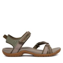 Sandały Teva. Zielone sandały damskie Teva, bez wzorów, bez obcasa, bez zapięcia. Za 349.99 zł.