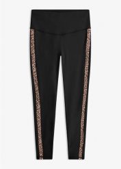 Legginsy sportowe. Czarne legginsy damskie bonprix, bez wzorów. Za 109.99 zł.