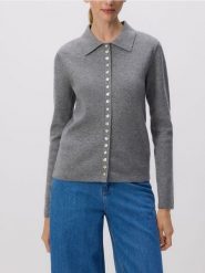 Kardigan z ozdobnymi guzikami - szary. Szare kardigany damskie Reserved, l, bez wzorów, z dzianiny, bez kołnierzyka. Za 129.99 zł.