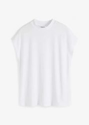 T-shirt z miękkiej wiskozy. Niebieskie t-shirty damskie bonprix, bez wzorów, z wiskozy, bez kołnierzyka, bez ramiączek. Za 37.99 zł.