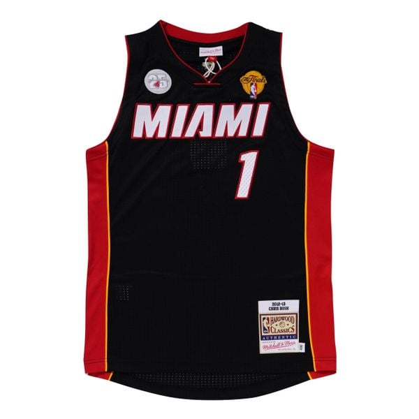 Koszulka Miami Heat Authentic Chris Bosh Road Finals 2012/13. Czarne bluzki damskie Mitchell & Ness, bez wzorów, z jersey, sportowe, bez kołnierzyka, bez ramiączek. Za 1,289.50 zł.
