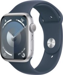 Smartwatch Apple Watch 9 GPS + Cellular 45mm Silver Alu Sport S/M Niebieski (MRMG3QP/A). Niebieskie zegarki smartwatch Apple, bez wzorów. Za 2,292.98 zł.