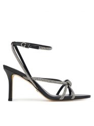 Guess Sandały FLJMRT ELE03 Czarny. Czarne sandały damskie Guess, z aplikacjami, ze skóry, bez obcasa, na szpilce, bez zapięcia. Za 419.99 zł.