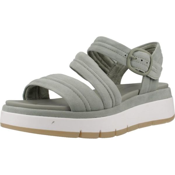 Sandały CLARKS TUSCAN STRAP Zielony. Zielone sandały damskie Clarks, bez wzorów, ze skóry, bez obcasa, bez zapięcia. Za 243.99 zł.
