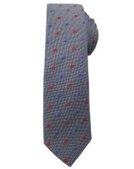 Modny i Elegancki Krawat Alties - Stalowy w Małe Kwiatki. Szare krawaty i muchy Alties, bez wzorów, z tkaniny, eleganckie. Za 49.00 zł.
