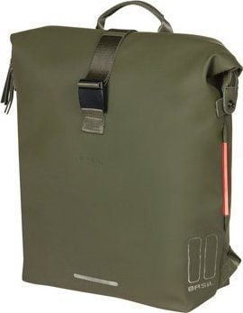 Basil Plecak/Sakwa rowerowa BASIL SOHO BACKPACK NORDLICHT17L, mocowanie na haki Hook-On System, wodoodporny poliester, oświetlenie, moss green (NEW 20. Zielone plecaki męskie BASIL, bez wzorów, z poliesteru. Za 450.92 zł.