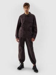 4F Spodnie casual z szerokimi nogawkami męskie - brązowe L. Brązowe spodnie materiałowe męskie 4F, l, bez wzorów, z bawełny. W wyprzedaży za 49.99 zł.