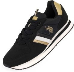 Obuwie damskie U.S. Polo Assn. trampki czarne. Czarne trampki i tenisówki damskie U.S. Polo Assn., z aplikacjami, ze skóry, bez zapięcia. Za 255.99 zł.