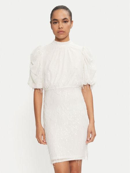 YAS Sukienka koktajlowa Elza 26035567 Écru Regular Fit. Sukienki damskie YAS, m, bez wzorów, z syntetyku, wizytowe, bez kołnierzyka, bez ramiączek. Za 329.99 zł.