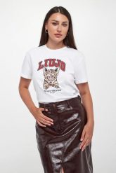 T-shirt damski z nadrukiem LIU JO. T-shirty damskie Liu Jo, m, bez wzorów, bez kołnierzyka, bez ramiączek. Za 319.00 zł.