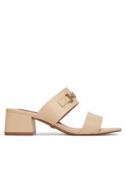 Nine West Klapki 2560-01 Beżowy. Brązowe klapki damskie Nine West, bez wzorów, z materiału, bez obcasa, bez zapięcia. Za 199.99 zł.